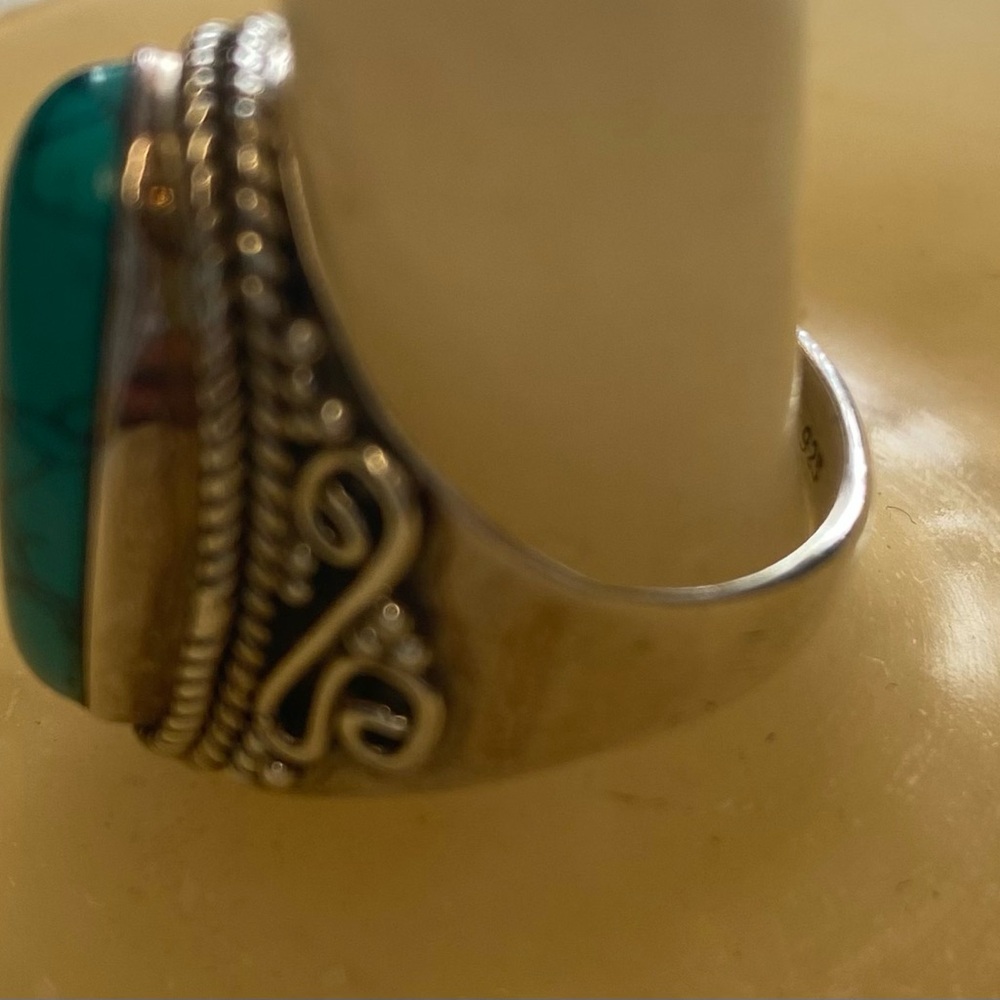 Turquoise Silver Statement Ring - image 2